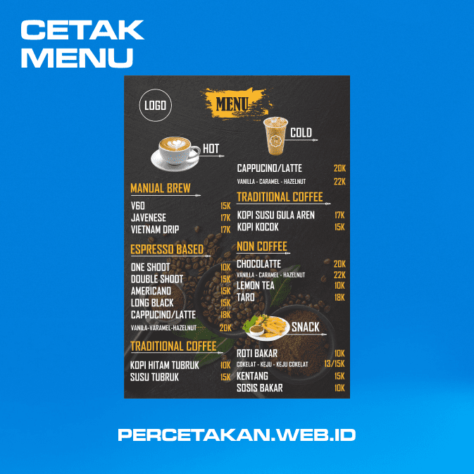 Cetak Daftar Menu Makanan Minuman Percetakan Takengon Aceh Tengah
